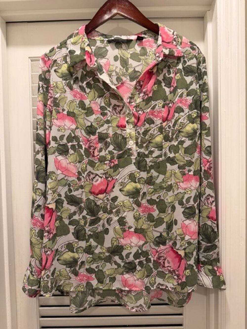 Investments Women’s Large Floral Print Tunic Top Long Sleeve